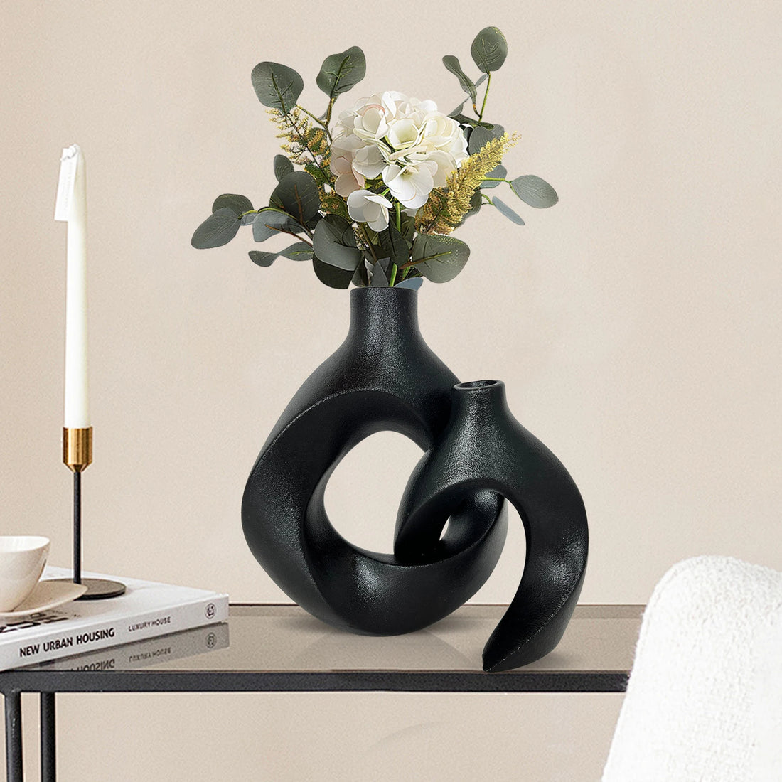 Sleek & Modern Black Ceramic Vase Set – Elevate Your Space! 🖤✨