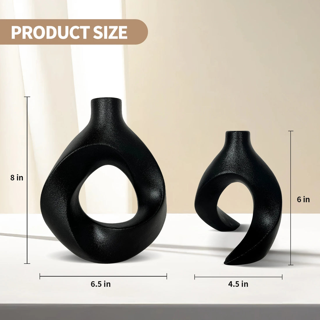 Sleek & Modern Black Ceramic Vase Set – Elevate Your Space! 🖤✨